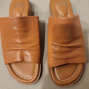Sofft Chestnut Leather Slide Mules